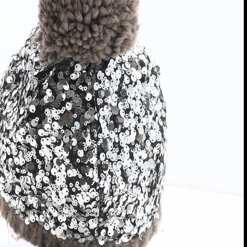 NEXT Womens Silver Acrylic Bobble Hat One Size