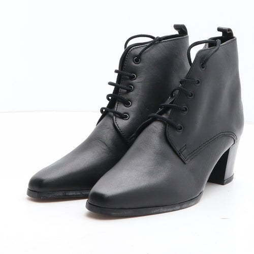 Preworn Womens Black Leather Bootie Boot UK