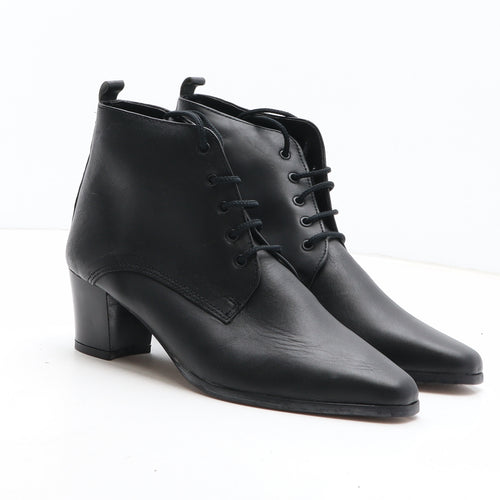 Preworn Womens Black Leather Bootie Boot UK