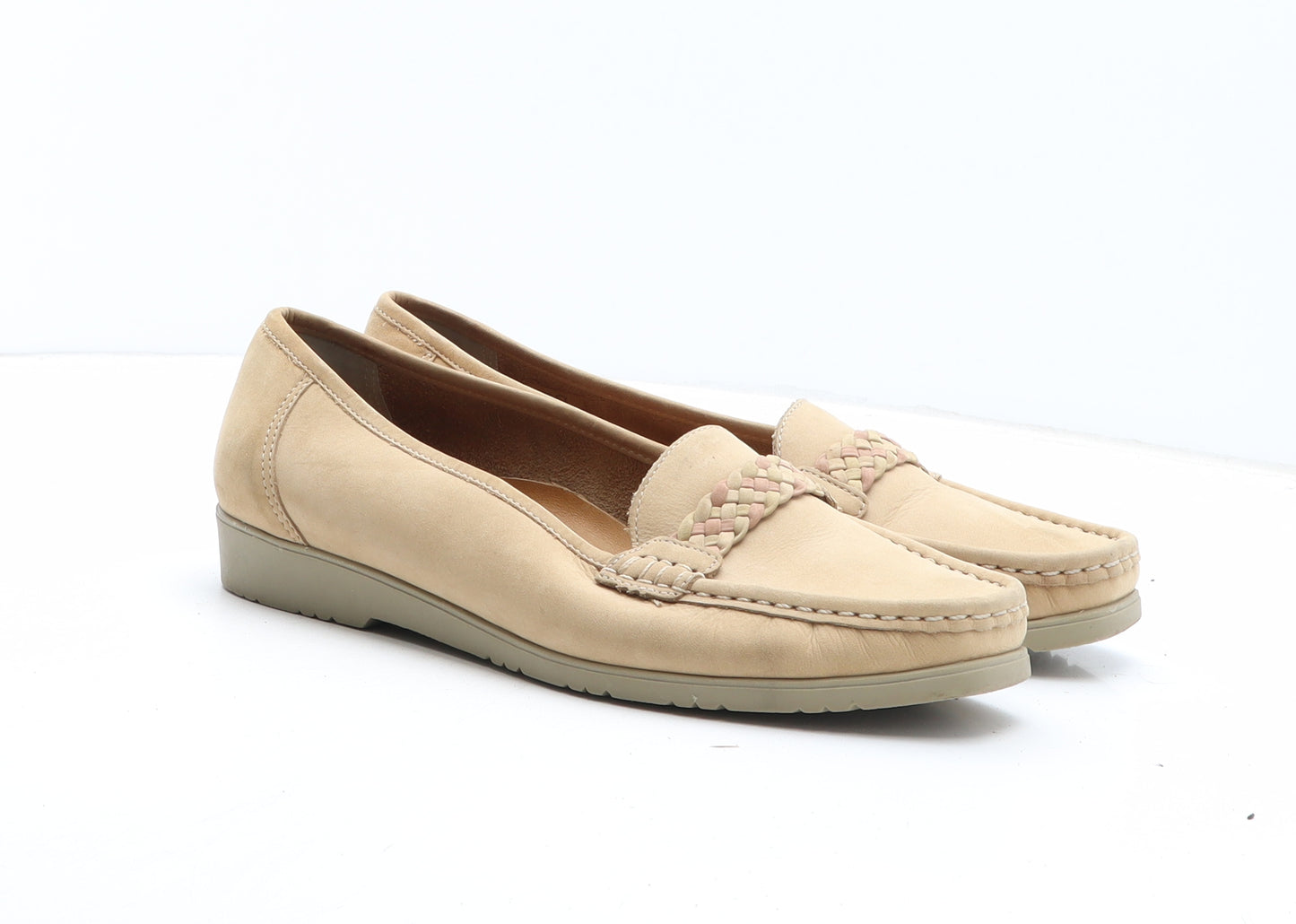 Clarks Womens Beige Leather Loafer Casual UK