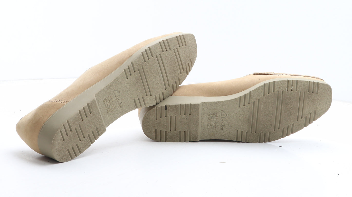 Clarks Womens Beige Leather Loafer Casual UK