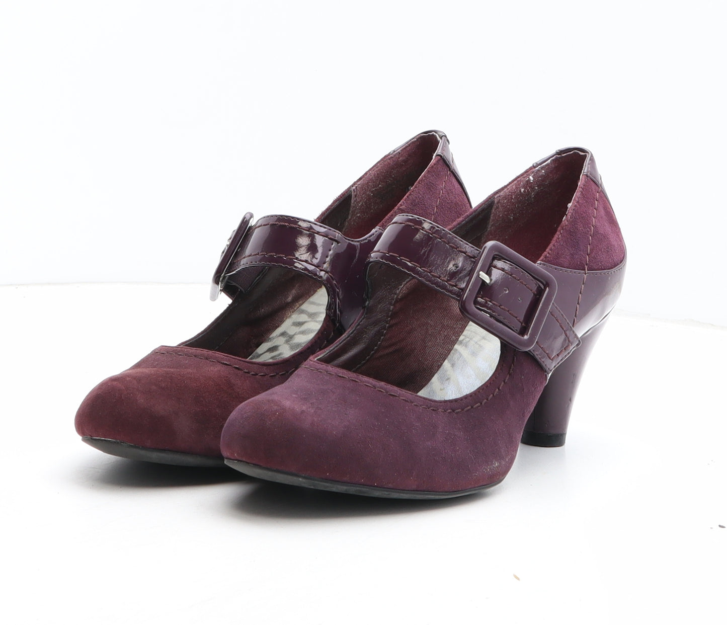 Clarks Womens Purple Suede Court Heel UK - Mary Jane Style