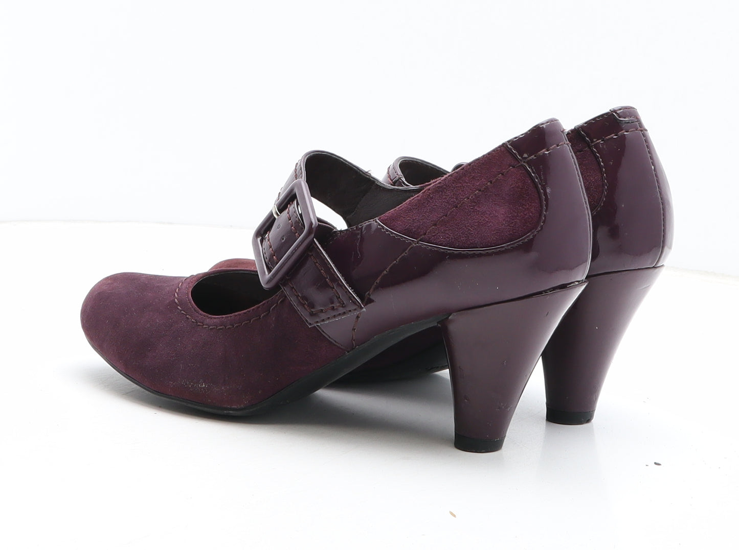 Clarks Womens Purple Suede Court Heel UK - Mary Jane Style