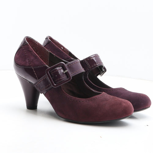 Clarks Womens Purple Suede Court Heel UK - Mary Jane Style