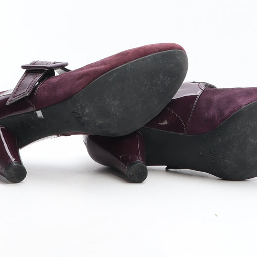 Clarks Womens Purple Suede Court Heel UK - Mary Jane Style