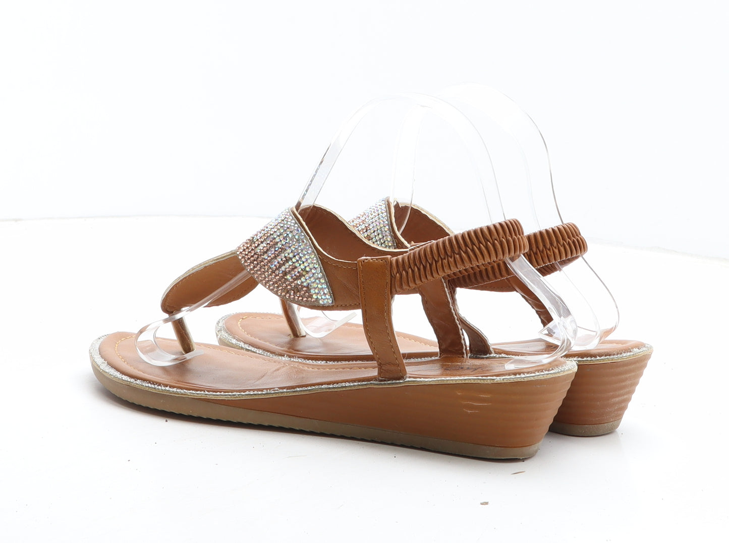 Kelsi Womens Brown Synthetic Thong Sandal UK