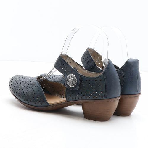 Rieker Womens Blue Geometric Synthetic Strappy Heel UK