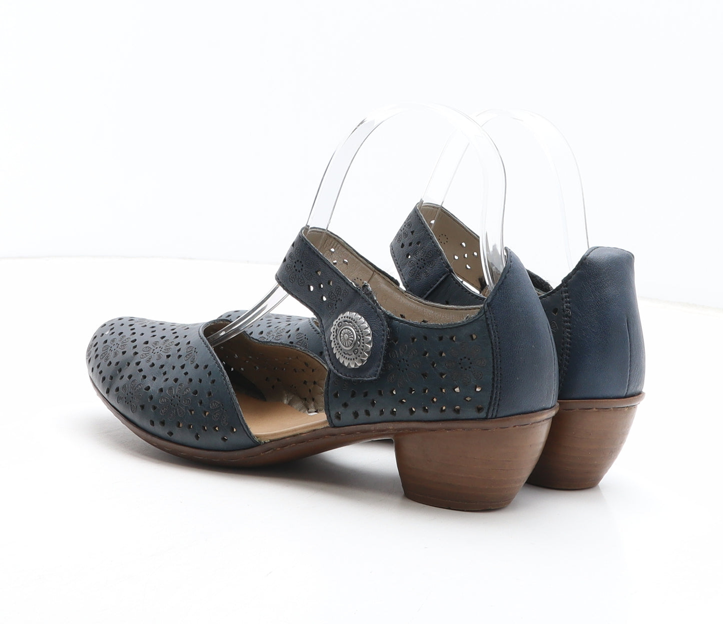 Rieker Womens Blue Geometric Synthetic Strappy Heel UK