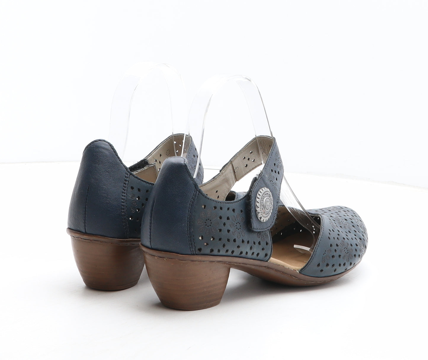 Rieker Womens Blue Geometric Synthetic Strappy Heel UK