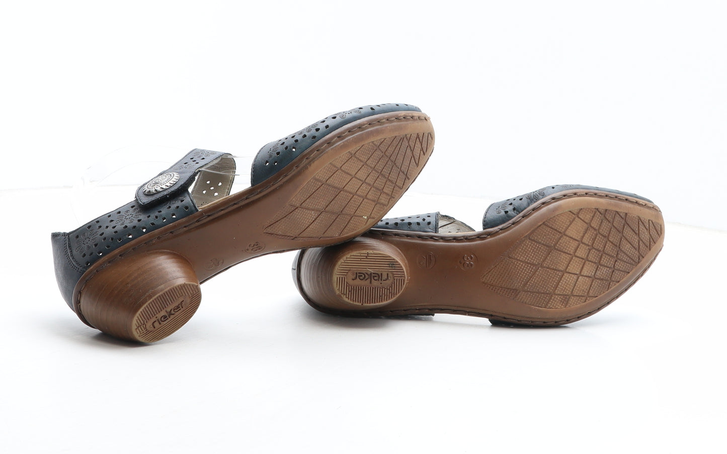 Rieker Womens Blue Geometric Synthetic Strappy Heel UK