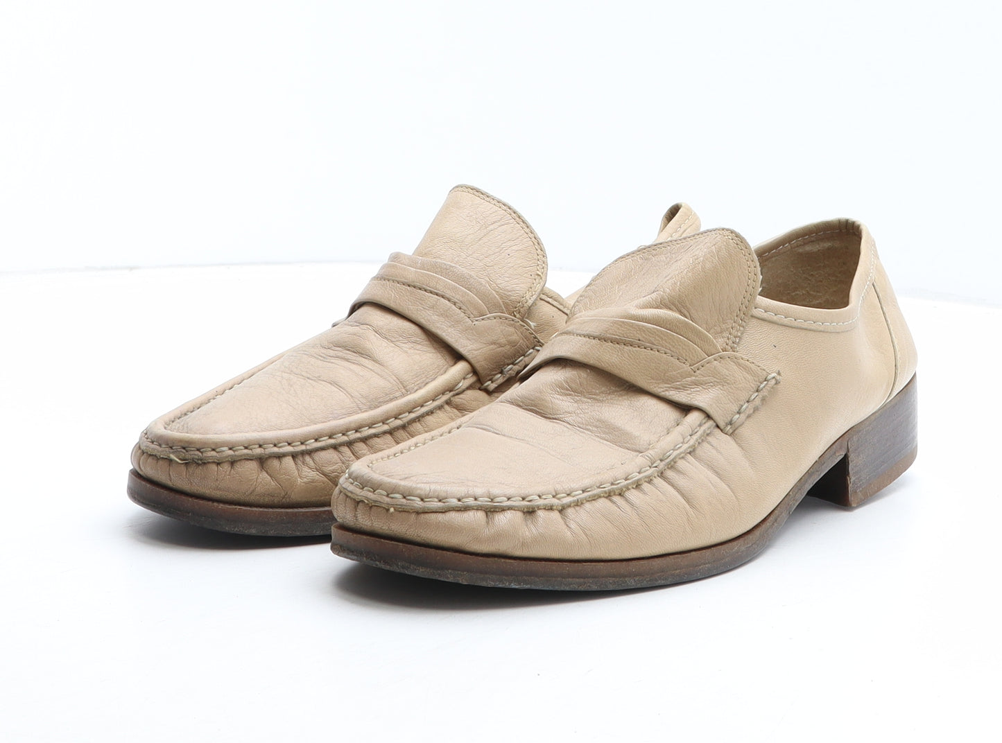 Preworn Mens Beige Leather Slip On Casual UK 9 43
