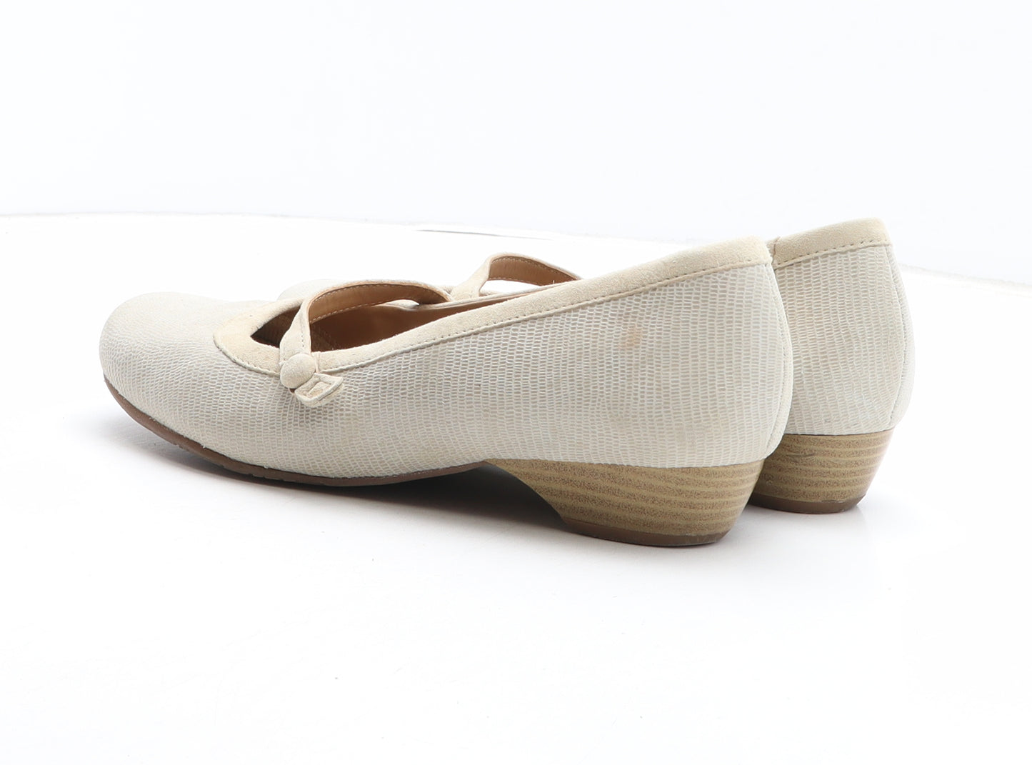 Hotter Womens Beige Leather Court Heel UK