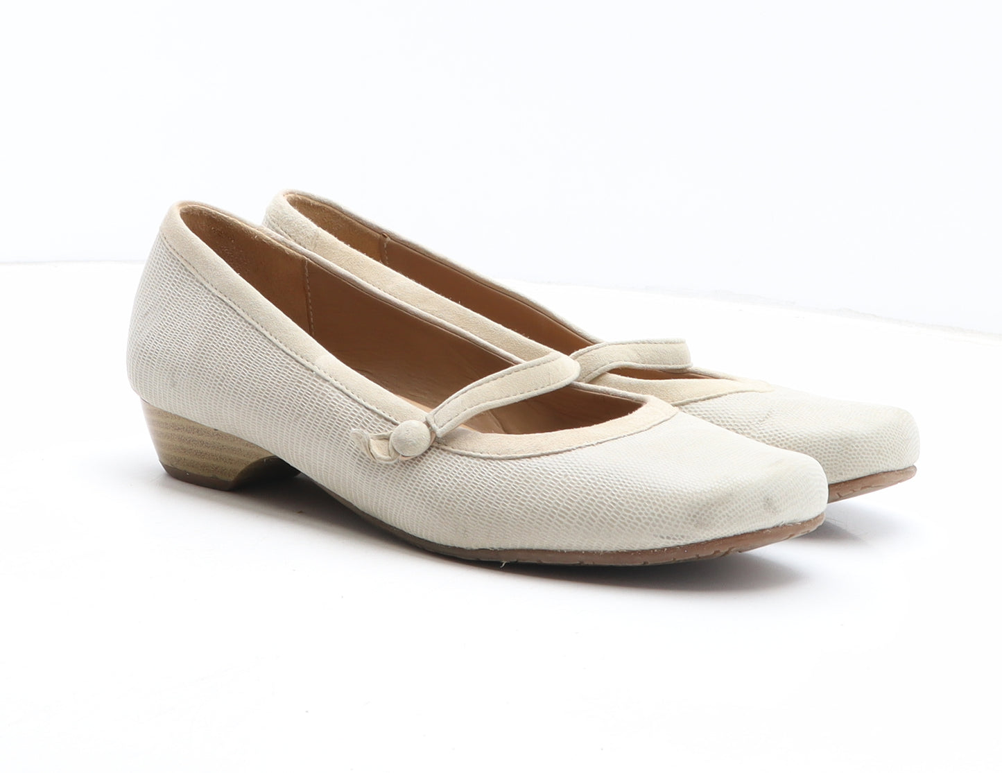 Hotter Womens Beige Leather Court Heel UK