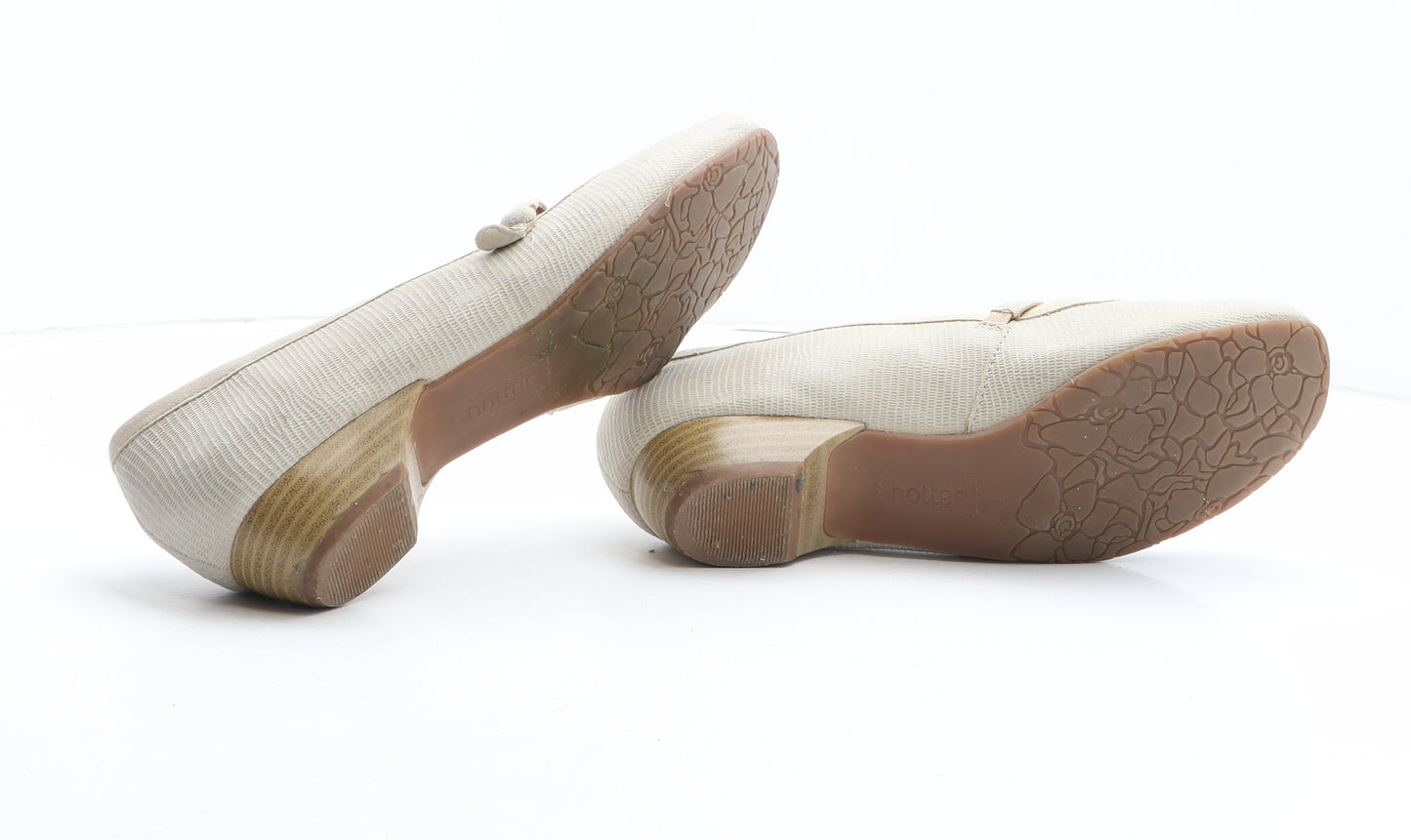 Hotter Womens Beige Leather Court Heel UK