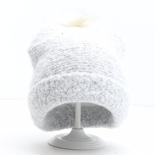 PEP&CO Womens Grey Acrylic Bobble Hat One Size