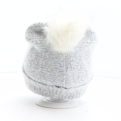 PEP&CO Womens Grey Acrylic Bobble Hat One Size