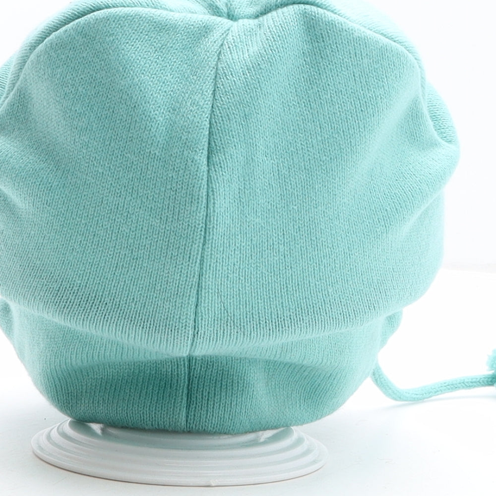 Preworn Girls Green Acrylic Winter Hat One Size - Penguin Detail
