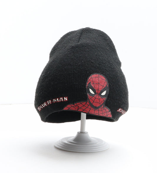 H&M Boys Black Acrylic Beanie One Size - Spiderman UK Size 6-8 Years