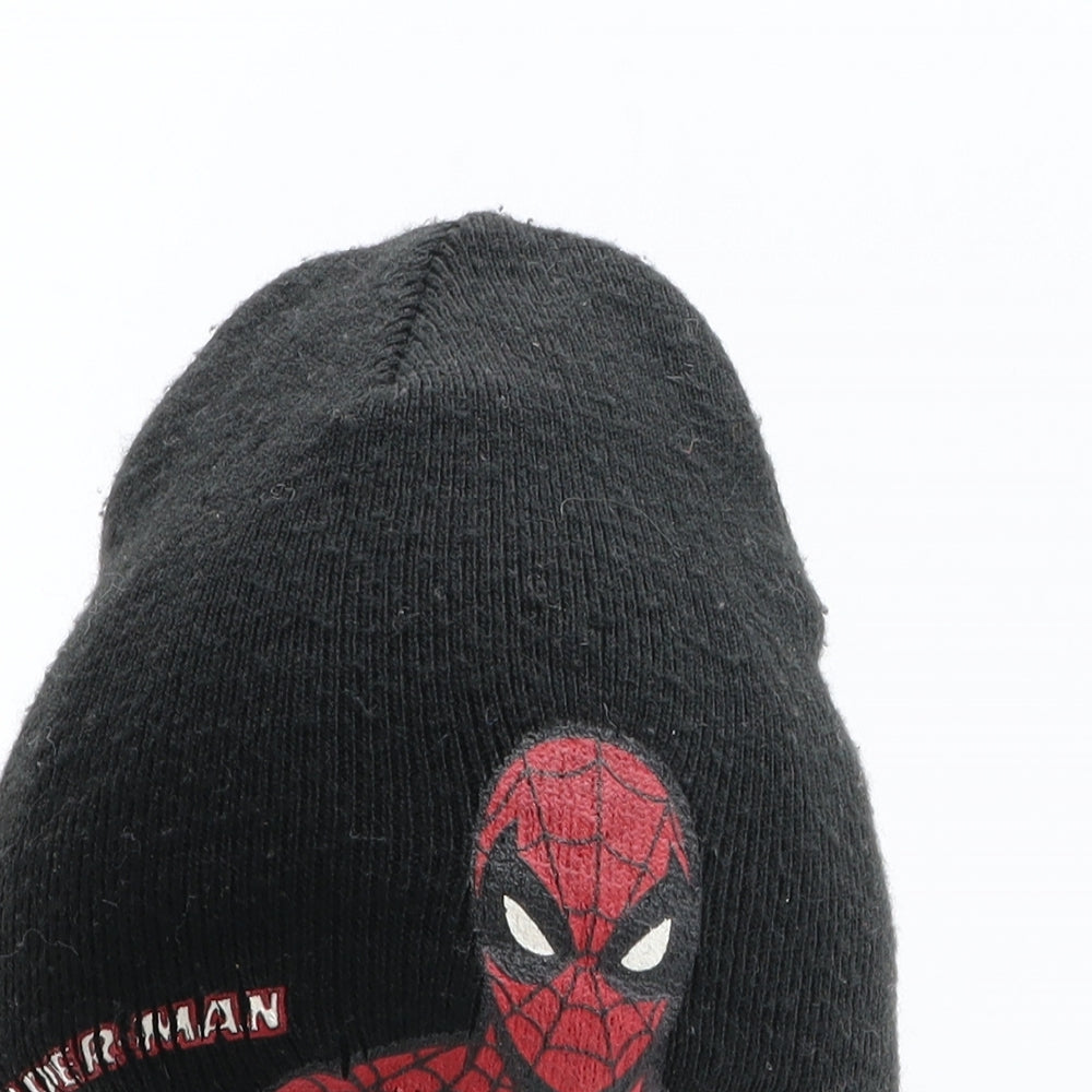 H&M Boys Black Acrylic Beanie One Size - Spiderman UK Size 6-8 Years
