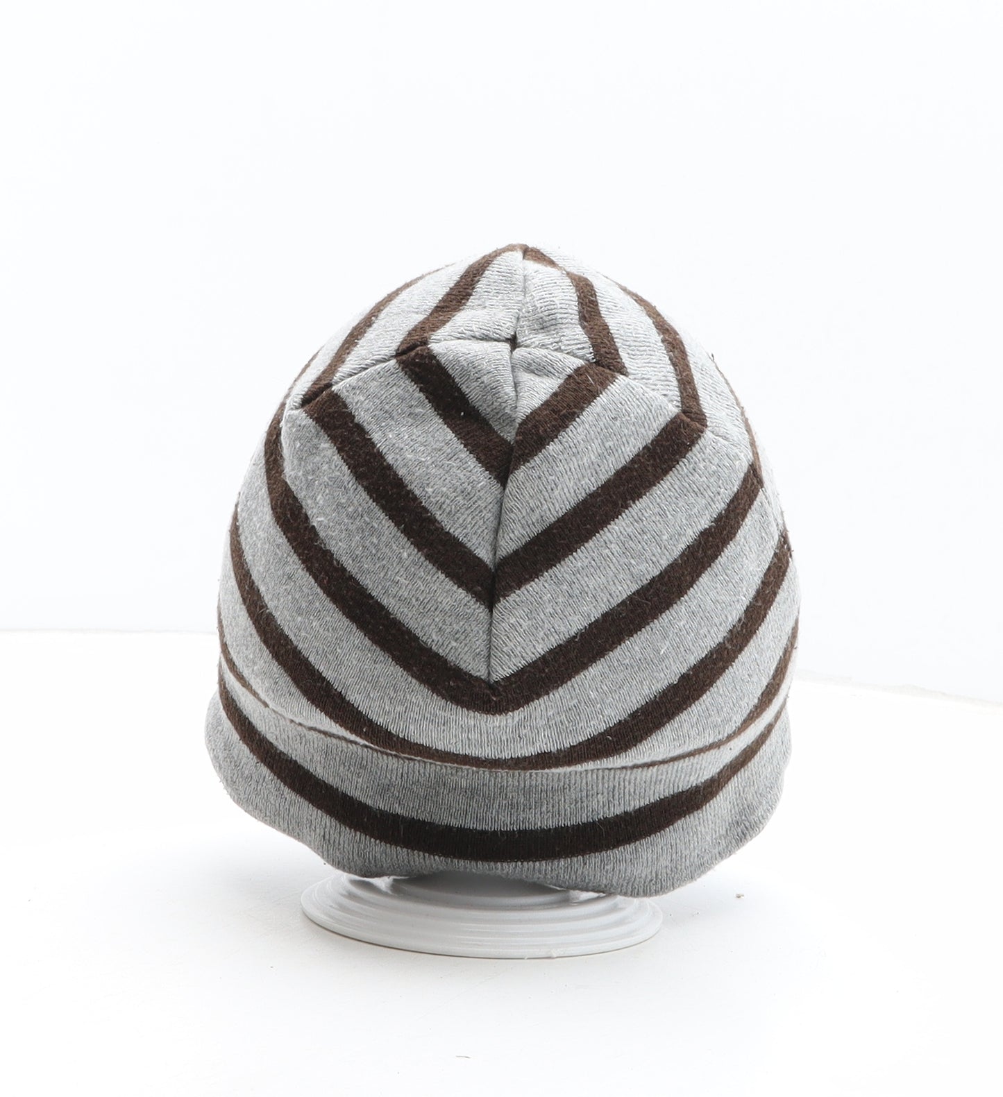 H&M Boys Grey Striped Cotton Beanie One Size - UK Size 3-6 Years