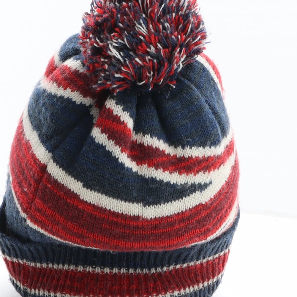 Preworn Womens Blue Geometric Acrylic Bobble Hat One Size - Union Jack