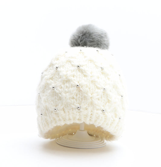 Wed'ze Womens Beige Acrylic Bobble Hat One Size