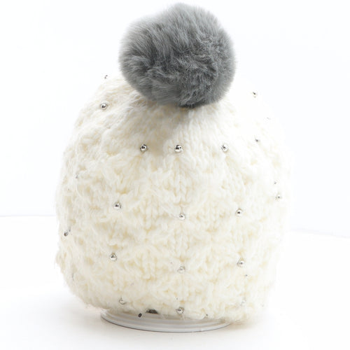 Wed'ze Womens Beige Acrylic Bobble Hat One Size