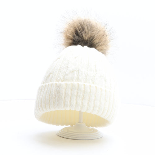 Alpine Womens White Polyester Bobble Hat One Size