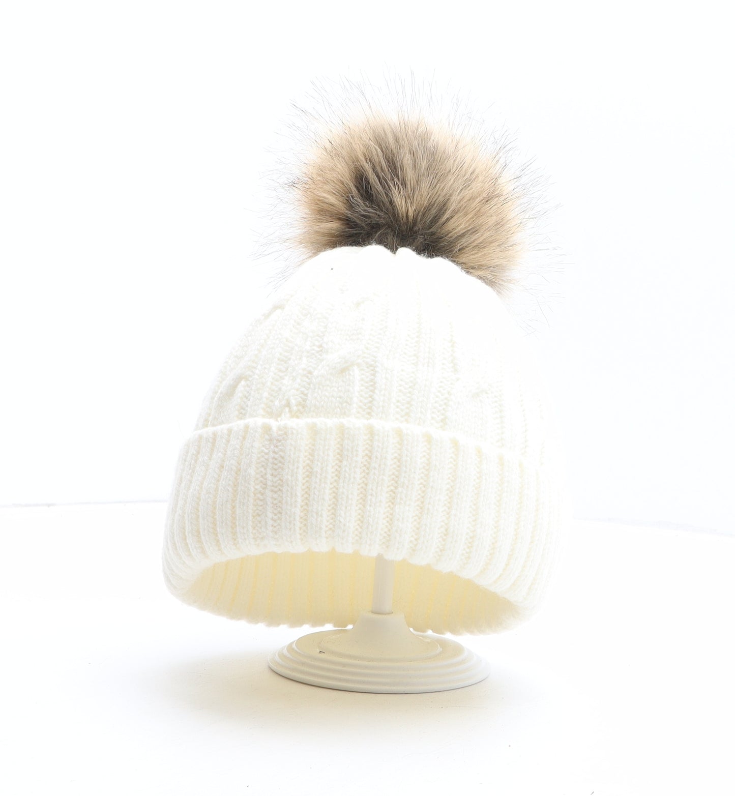 Alpine Womens White Polyester Bobble Hat One Size