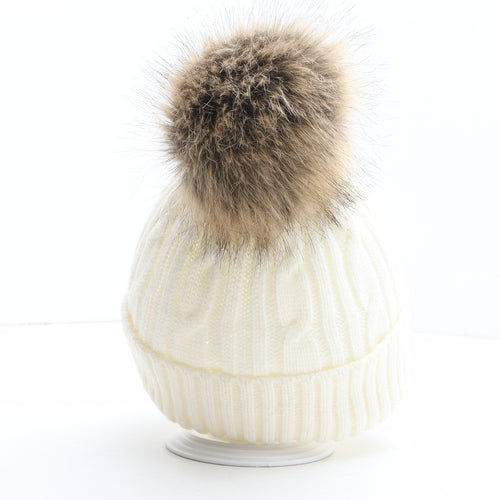 Alpine Womens White Polyester Bobble Hat One Size