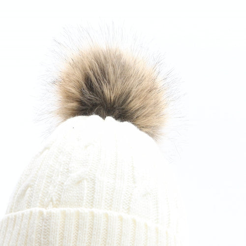 Alpine Womens White Polyester Bobble Hat One Size