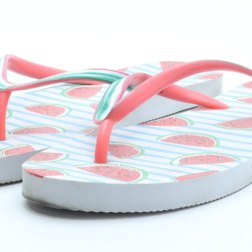 Primark Womens Multicoloured Rubber Thong Sandal UK - Watermelon Pattern