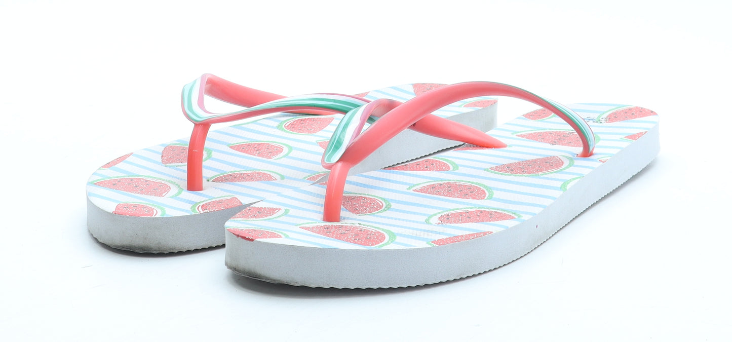 Primark Womens Multicoloured Rubber Thong Sandal UK - Watermelon Pattern