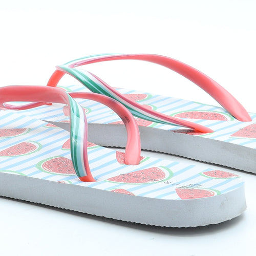 Primark Womens Multicoloured Rubber Thong Sandal UK - Watermelon Pattern