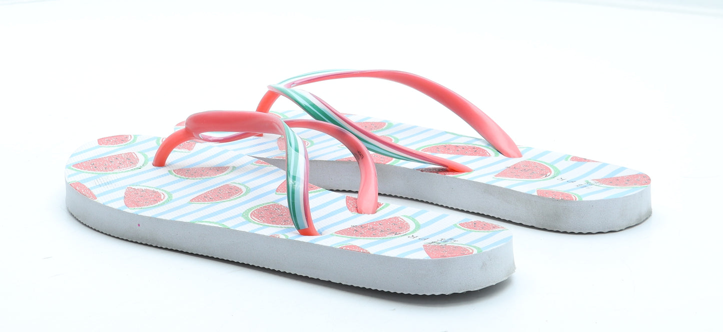 Primark Womens Multicoloured Rubber Thong Sandal UK - Watermelon Pattern