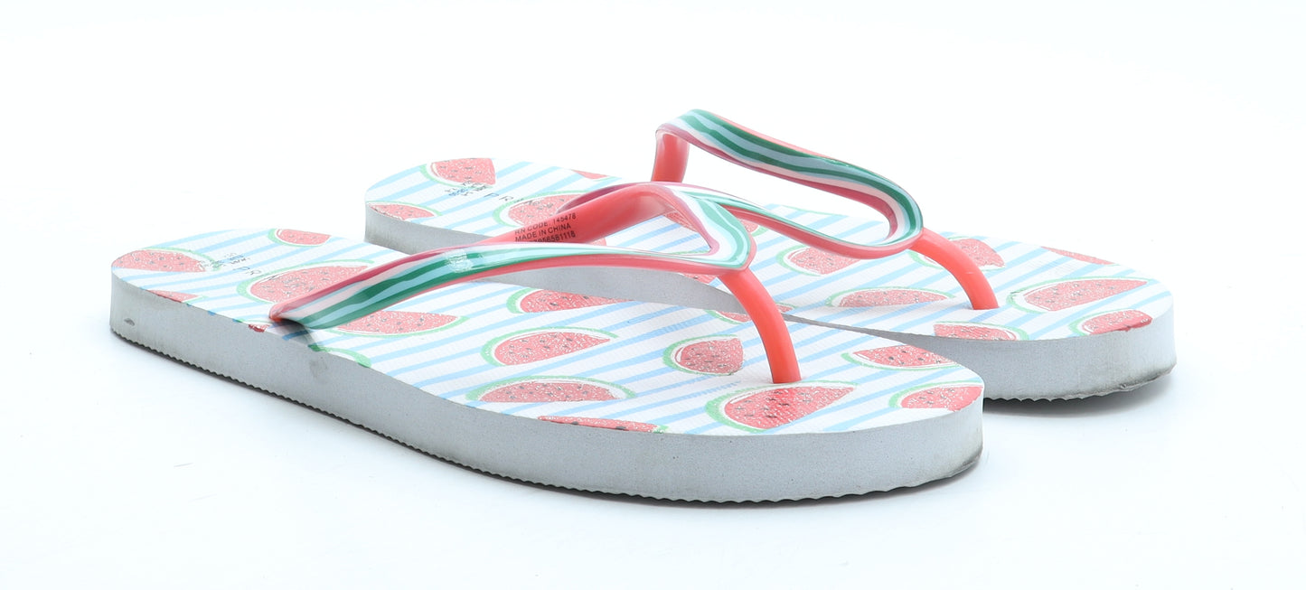 Primark Womens Multicoloured Rubber Thong Sandal UK - Watermelon Pattern