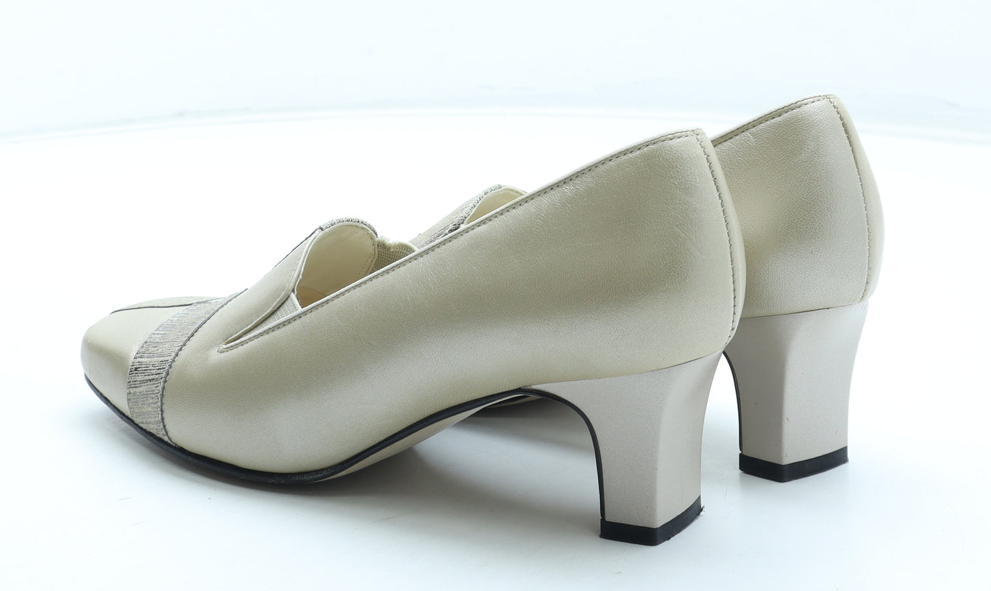 Equity Womens Ivory Colourblock Leather Court Heel UK