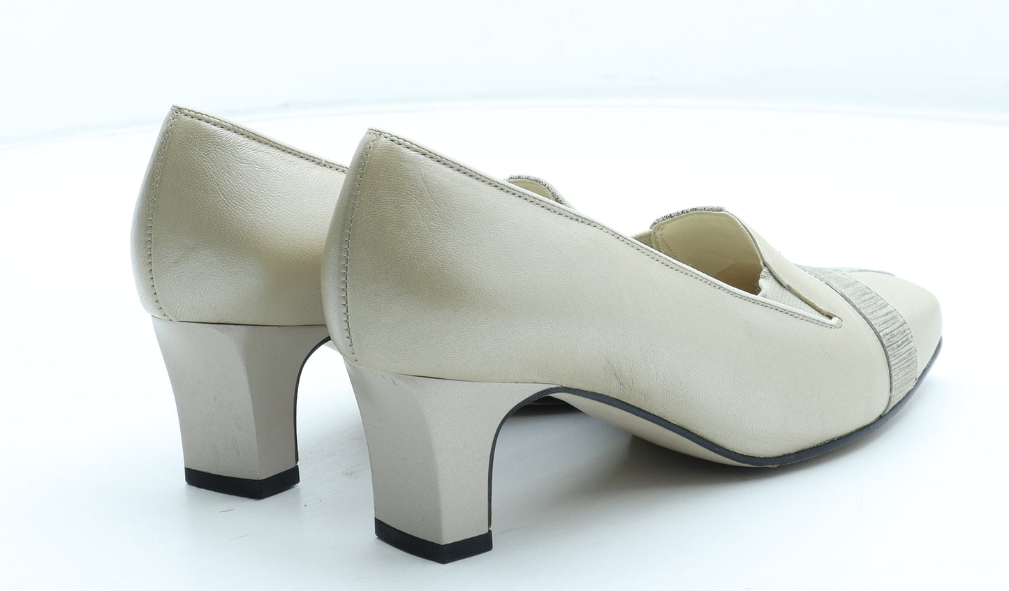 Equity Womens Ivory Colourblock Leather Court Heel UK