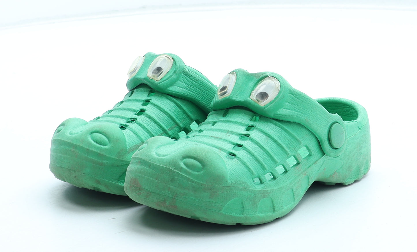 Preworn Boys Green Rubber Clog Sandal UK 6 23 - Crocodile Detail UK Size 6-7 EU Size 23-24