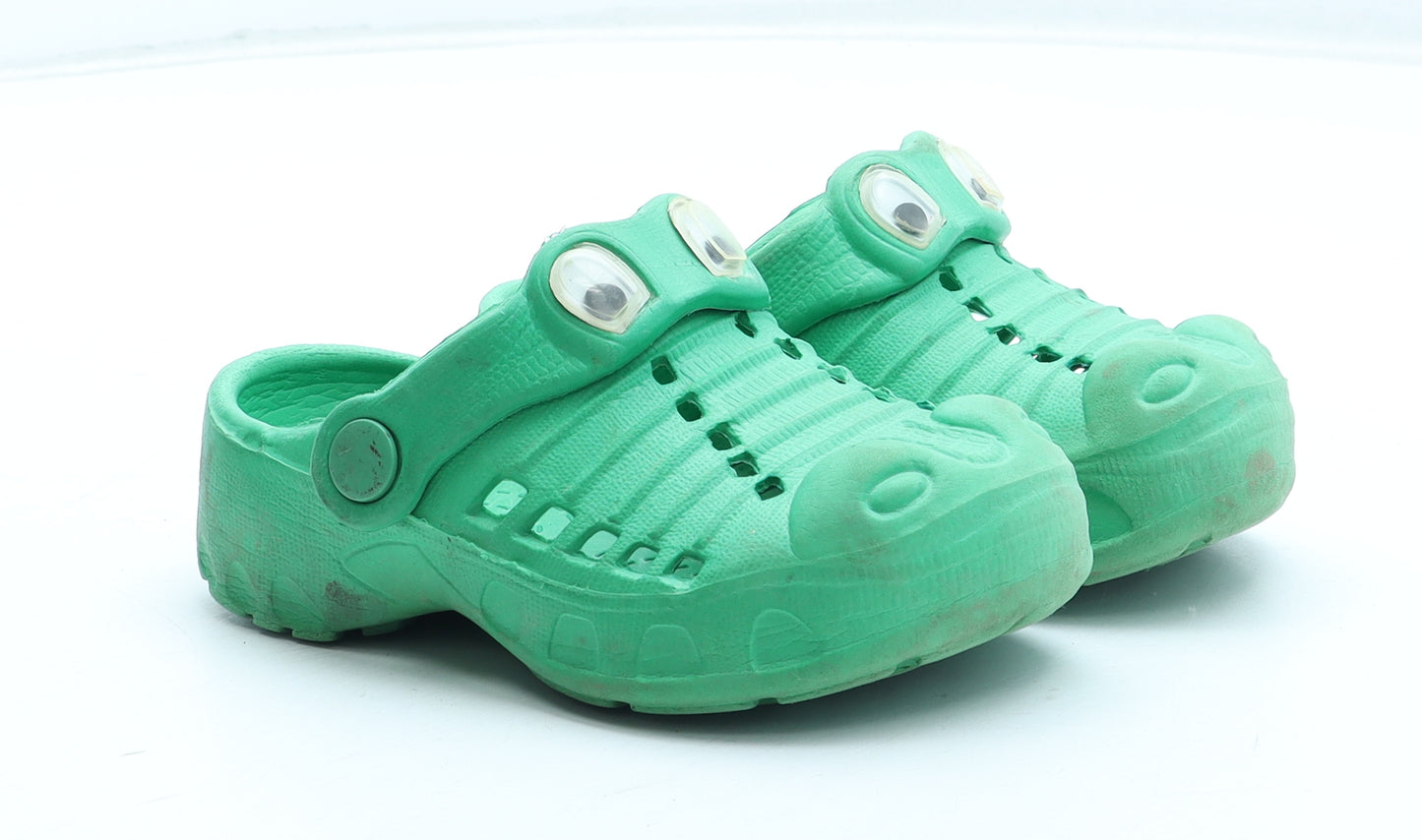 Preworn Boys Green Rubber Clog Sandal UK 6 23 - Crocodile Detail UK Size 6-7 EU Size 23-24