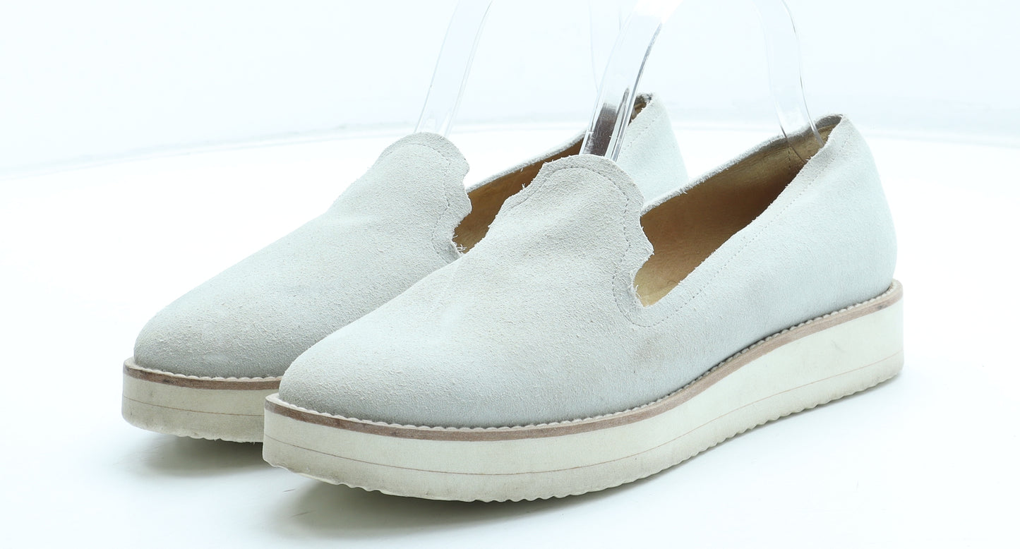 Seven Boot Lane Womens Grey Leather Slip On Casual UK