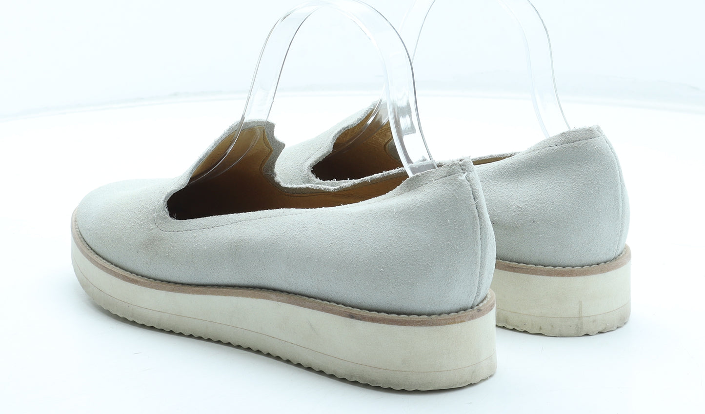 Seven Boot Lane Womens Grey Leather Slip On Casual UK