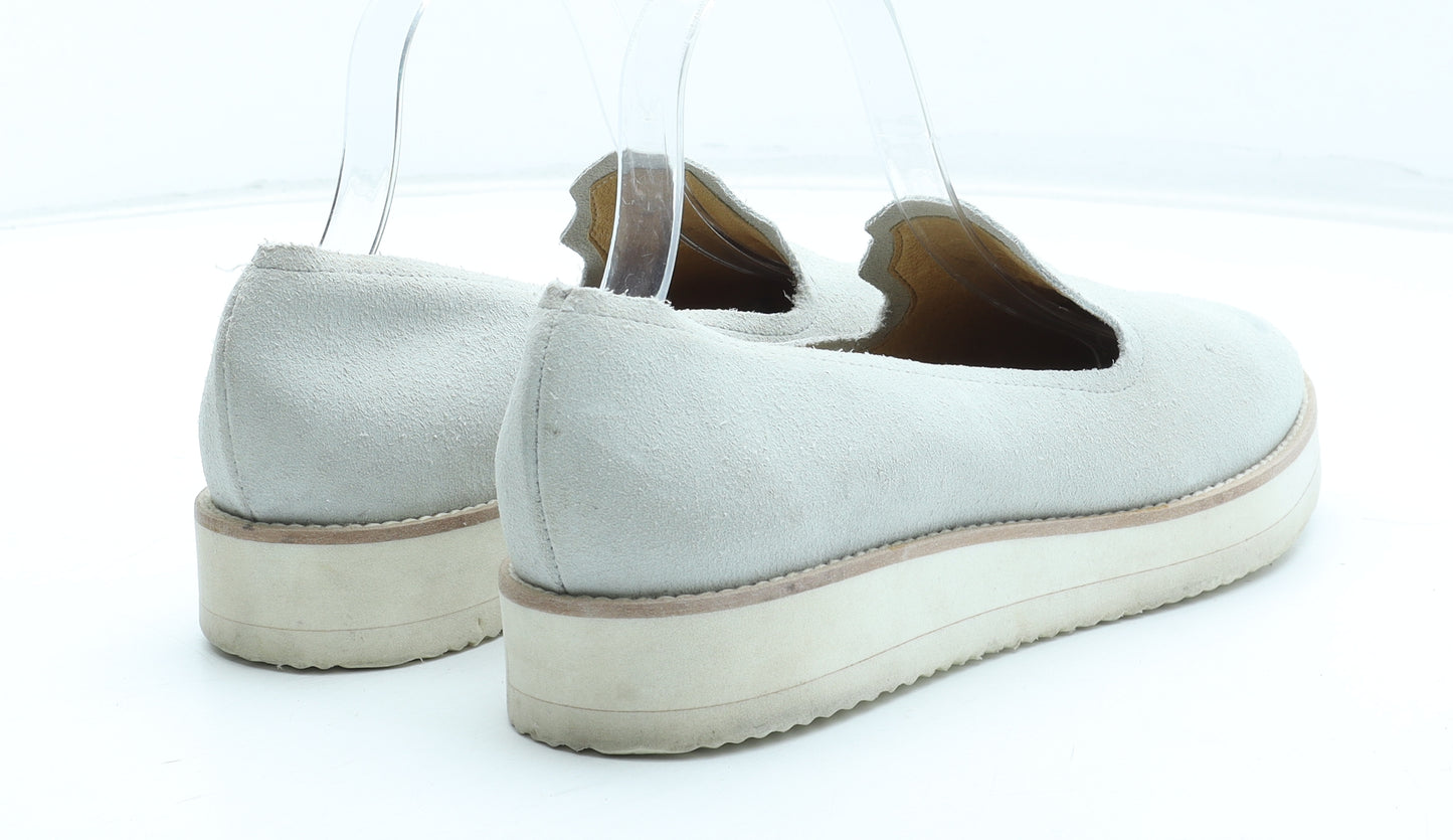 Seven Boot Lane Womens Grey Leather Slip On Casual UK