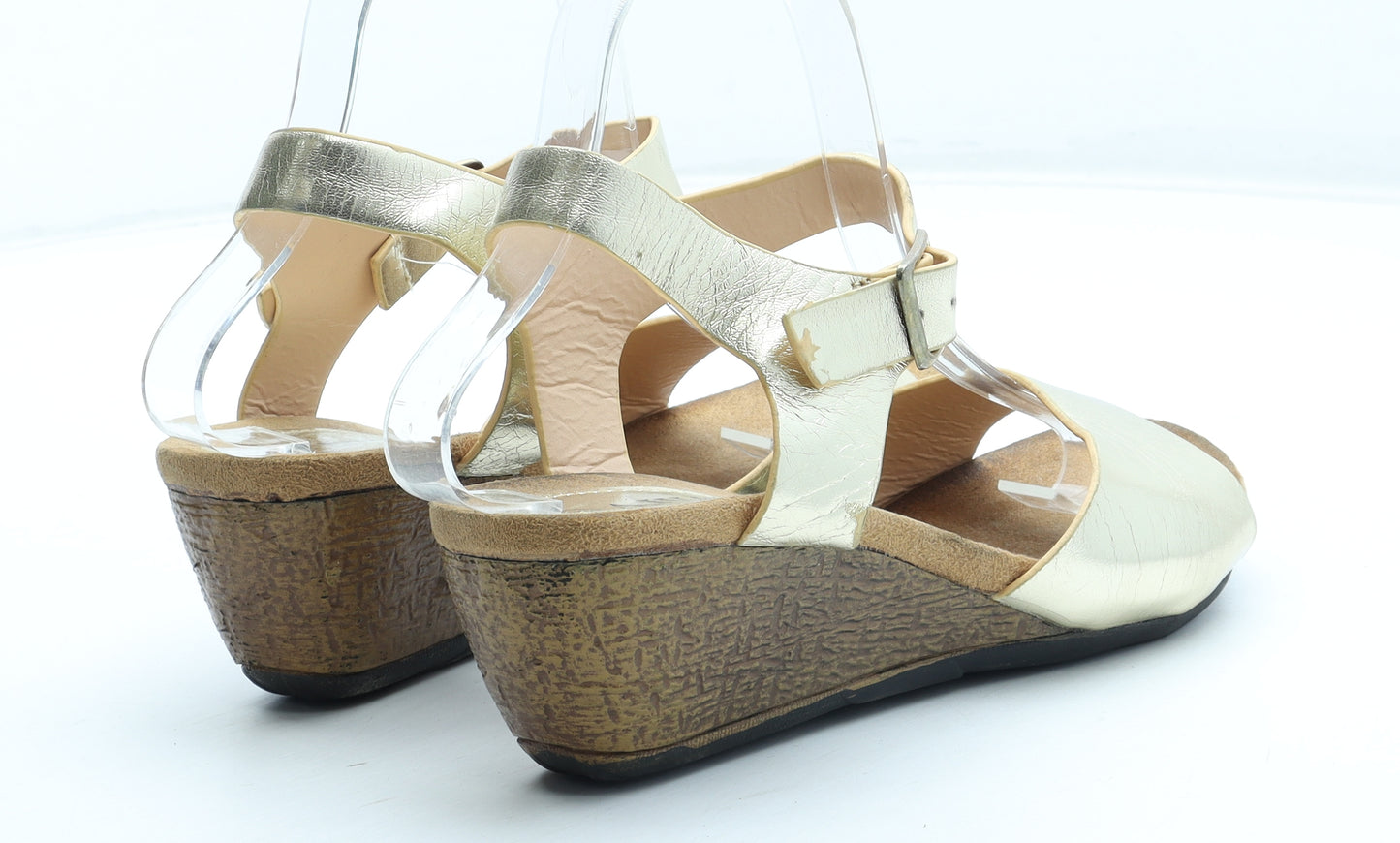 Ajvani Womens Gold Synthetic Strappy Heel UK