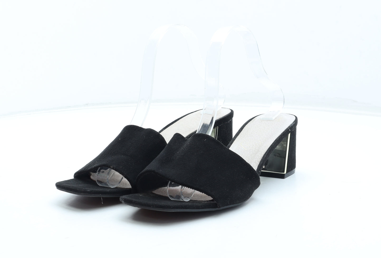Primark Womens Black Synthetic Mule Heel UK - Wide Fit