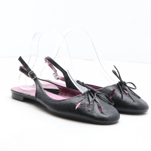 Amy Sandals Womens Black Leather Slingback Sandal UK