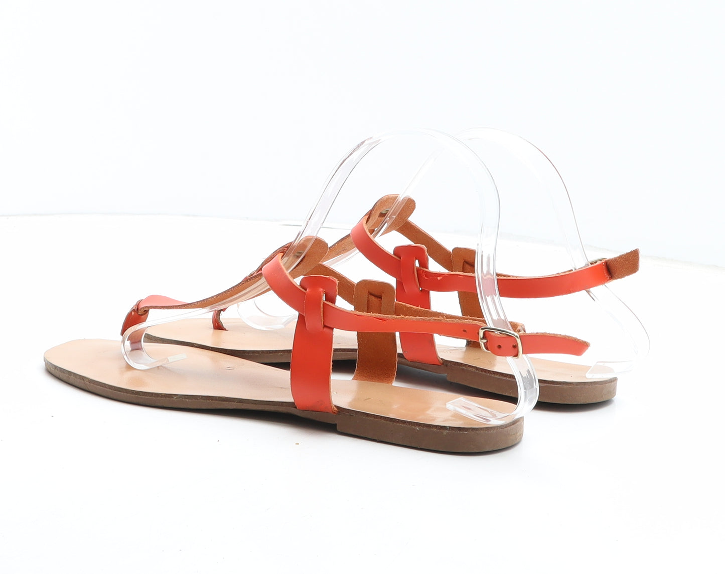 NEXT Womens Orange Leather Thong Sandal UK