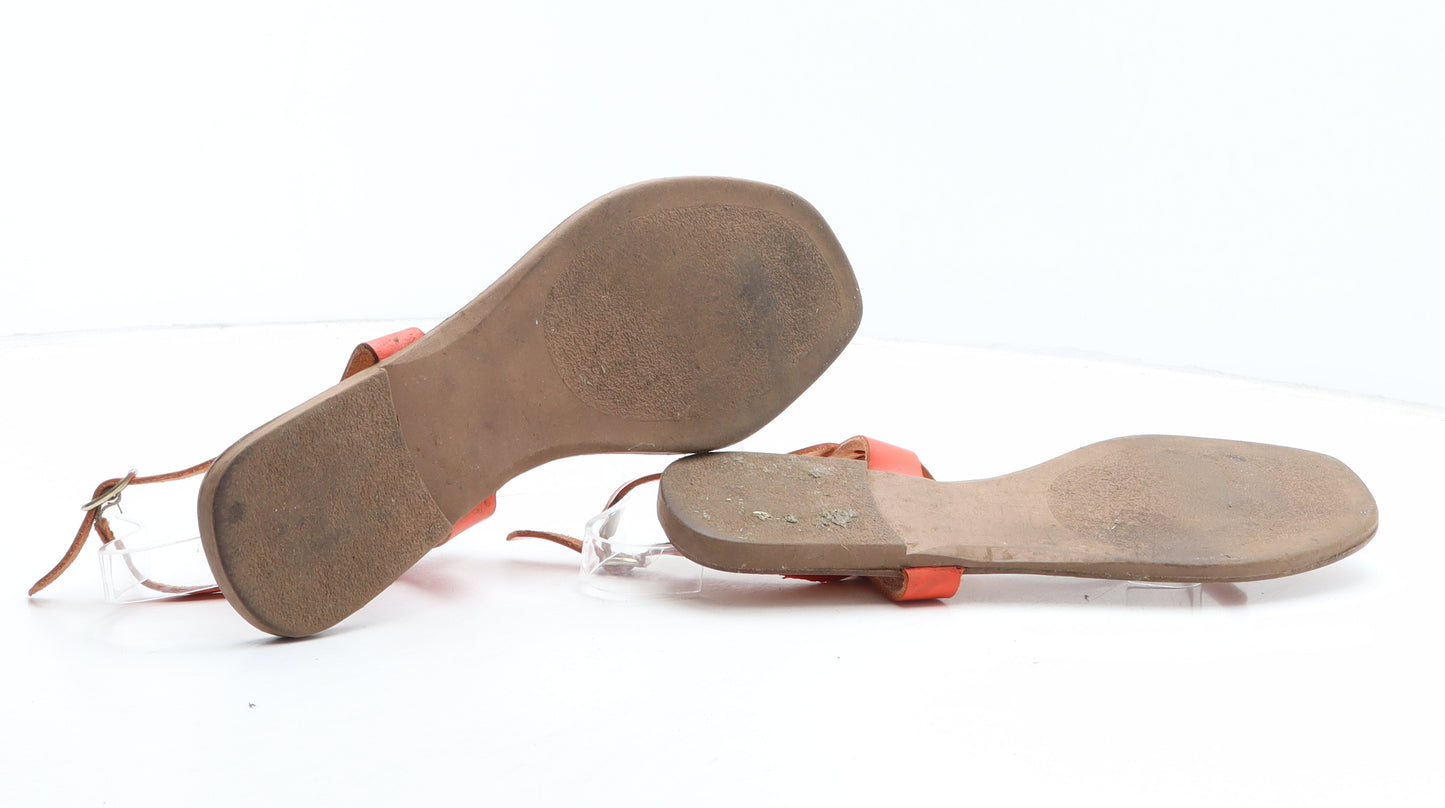 NEXT Womens Orange Leather Thong Sandal UK