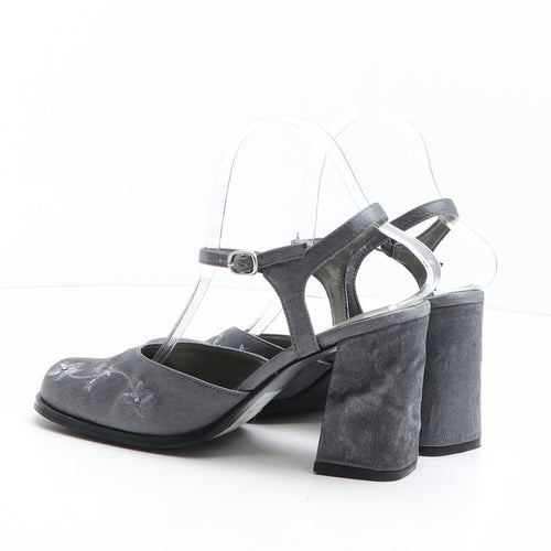 Etam Womens Grey Geometric Fabric Strappy Heel UK