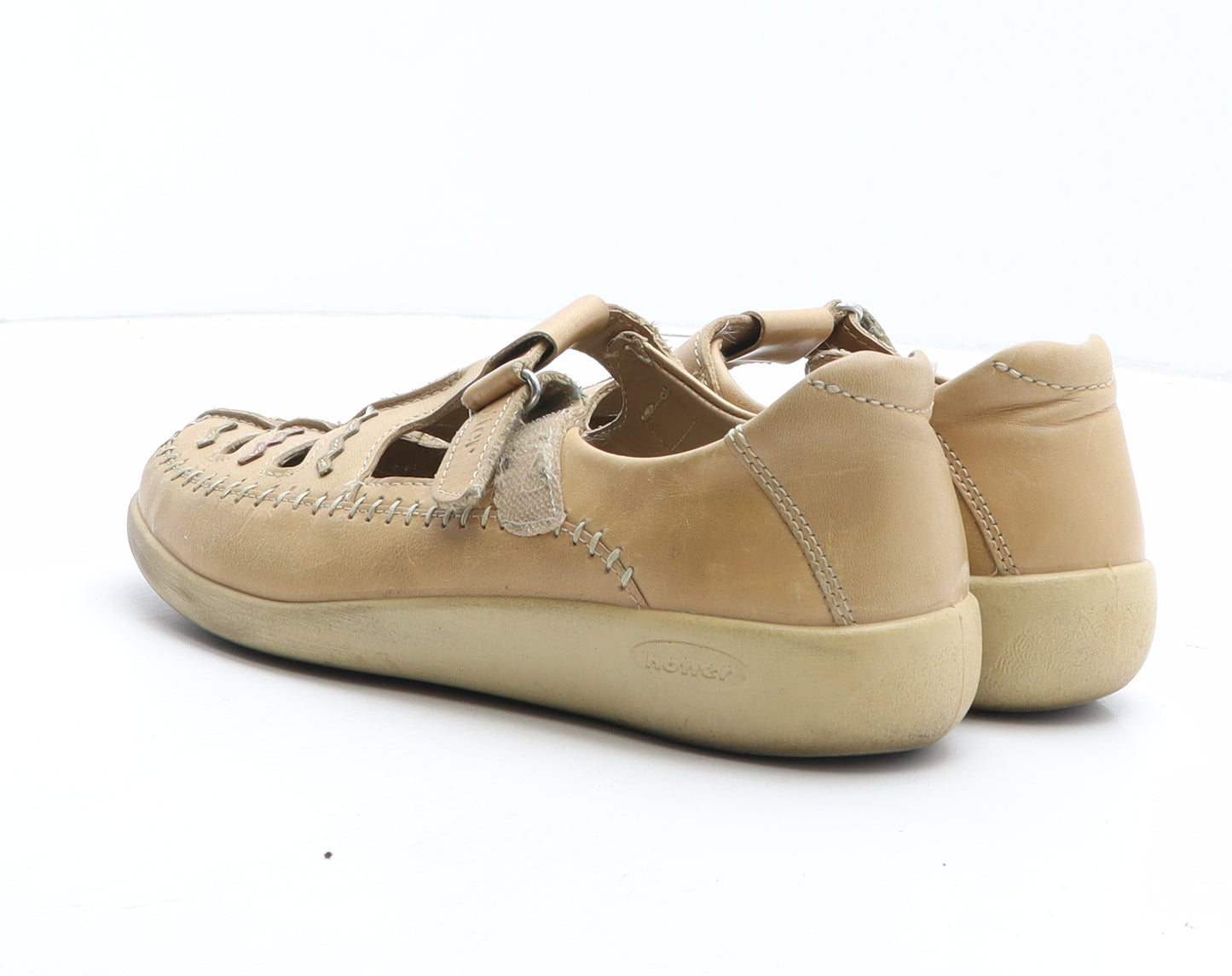 Hotter Womens Beige Leather Slip On Casual UK